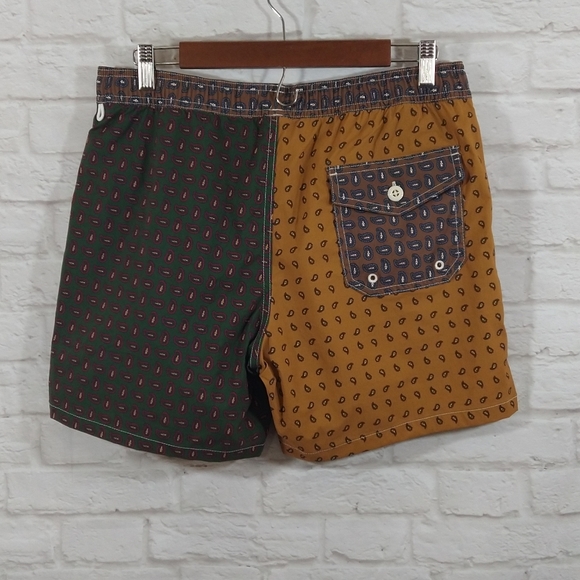 E J.Crew Multi Color Paisley Print 6" Stretch Swim Trunk Shorts NWT Size M - Picture 7 of 11